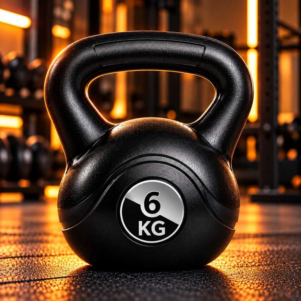 Kettlebell de Treino Preto 6 KG com Grip Texturizado para Academia
