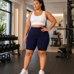 Bermuda Fitness Plus Size Suplex Cintura Alta Reforçada Dia A Dia