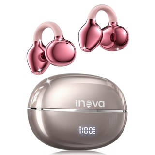 INOVA Fone Clip Ear Bluetooth 5.4 Zero Pressão Som Surround 360 36h Bateria IPX5 Redução de Ruído IA Controle Tátil