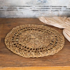 Lugar Jogo Americano Trabalhado Fibra Natural 37cm Wolff para Mesa Posta Jantar Almoço Decoração Natural Elegante Casa