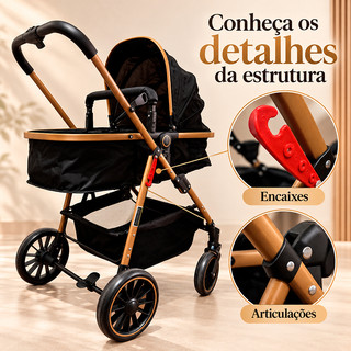 Carrinho de Bebê Berço Moisés Passeio Até 15kg Modelo Europeu Completo Apoapp