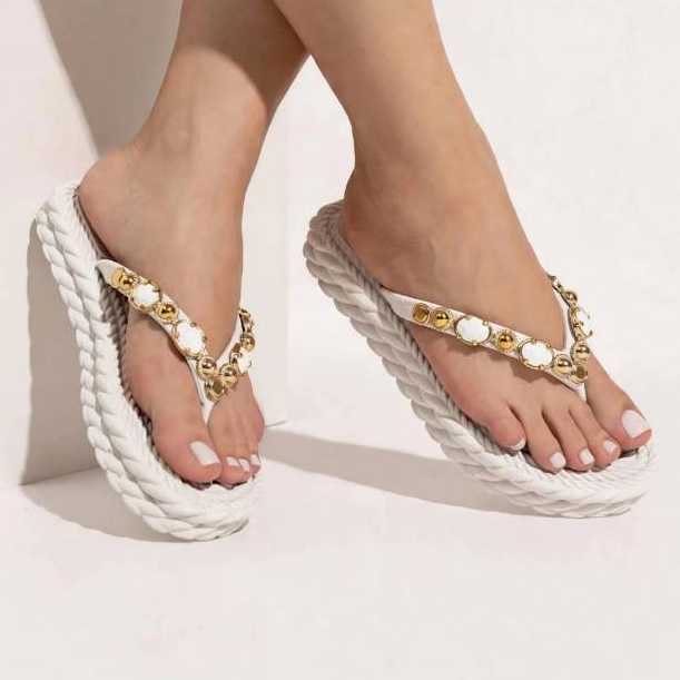 Chinelo Feminino Com Pedraria Casual estiloso Antiderrapante Confortável Macio Leve Dia a Dia