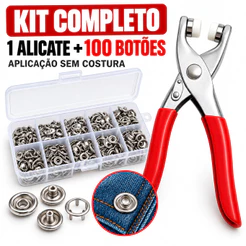 Kit Alicate Aplicador de Botão de Pressão + 100 Botão Para Roupa