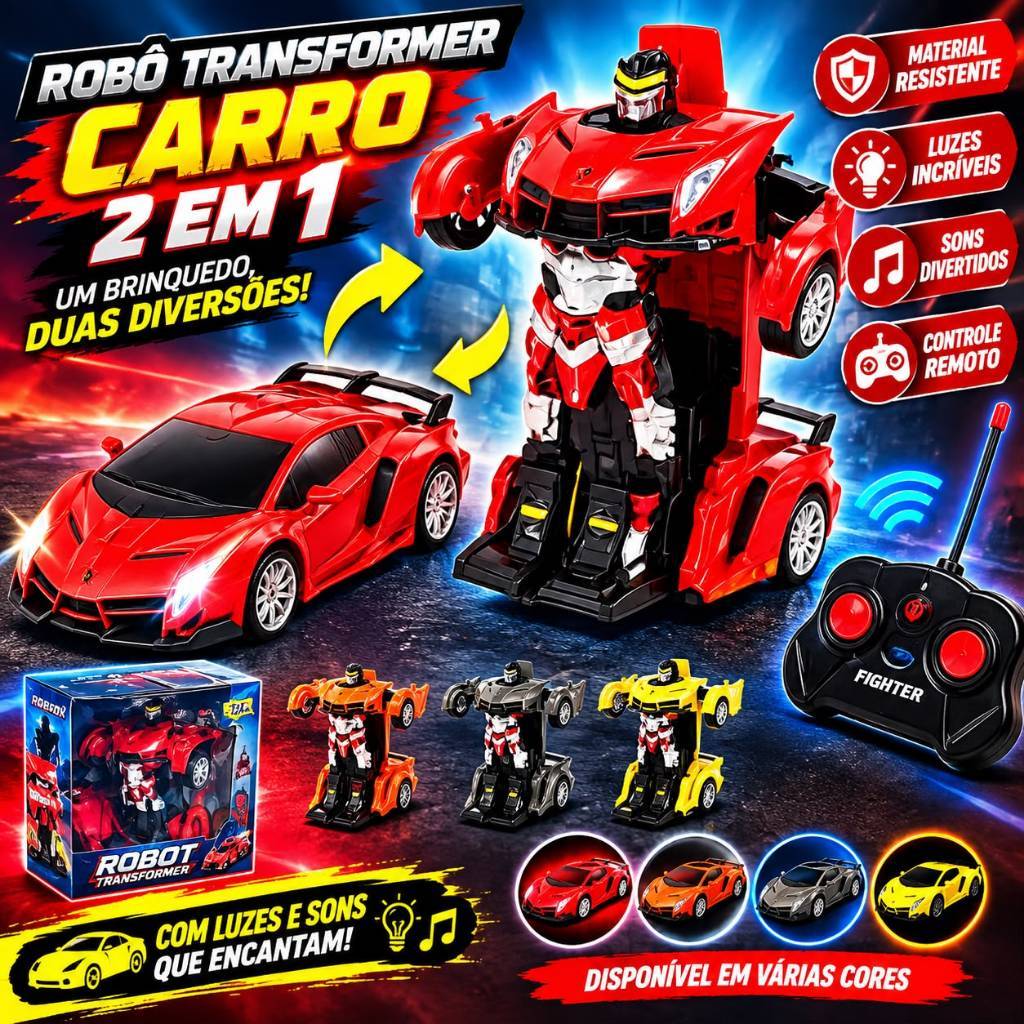 ROBO CAR TITANIUM CARRINHO DE CONTROLE REMOTO SEM FIO QUE VIRA ROBO (Transformers) - TRANSFORME SEU ROBO EM CARRO