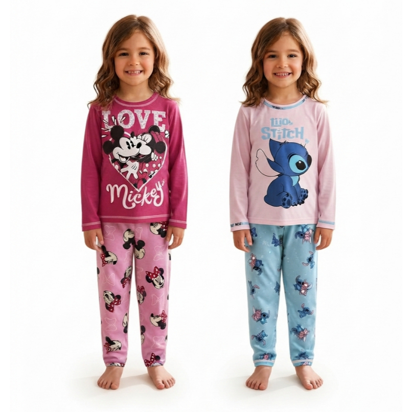 Pijama Infantil Manga Longa Inverno Menina Quentinho Personagens Malha PV Confortável