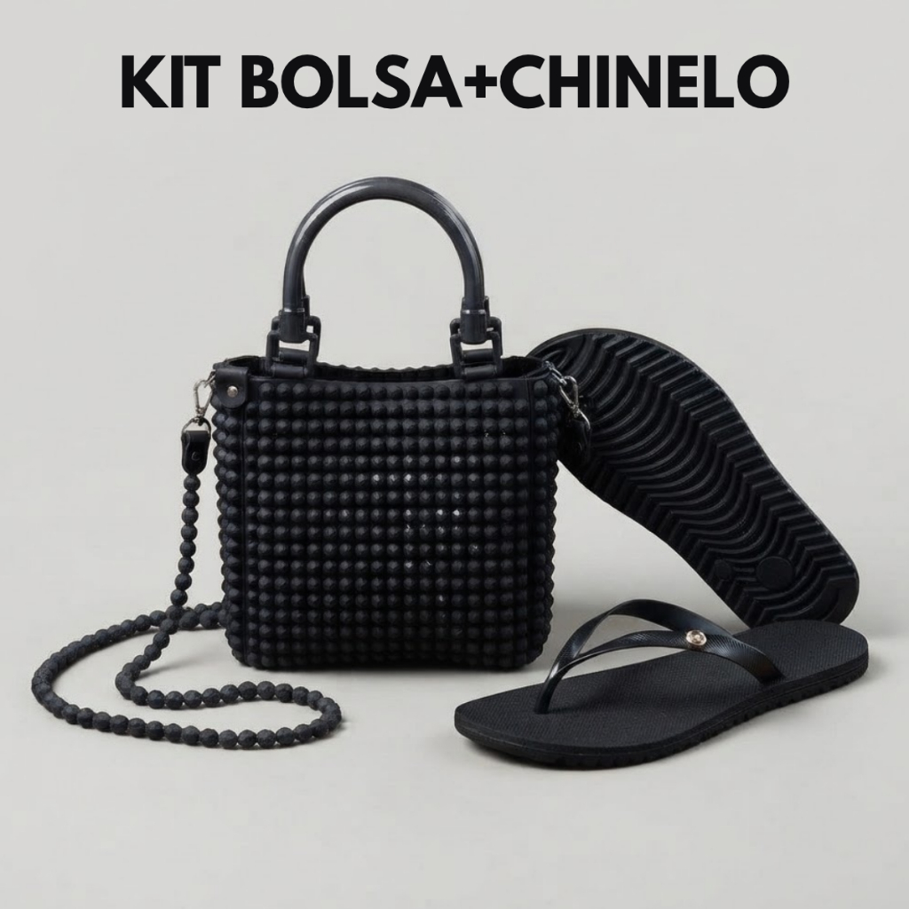 Kit Verão Chinelo+Bolsa Feminina Alça Removível Transversal Adulto Injetado