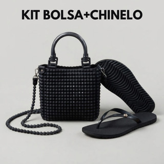 Kit Verão Chinelo+Bolsa Feminina Alça Removível Transversal Adulto Injetado