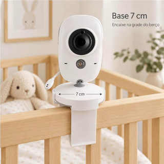 Suporte para Babá Eletrônica VB603 Base 7cm – Encaixe na Grade do Berço Branco