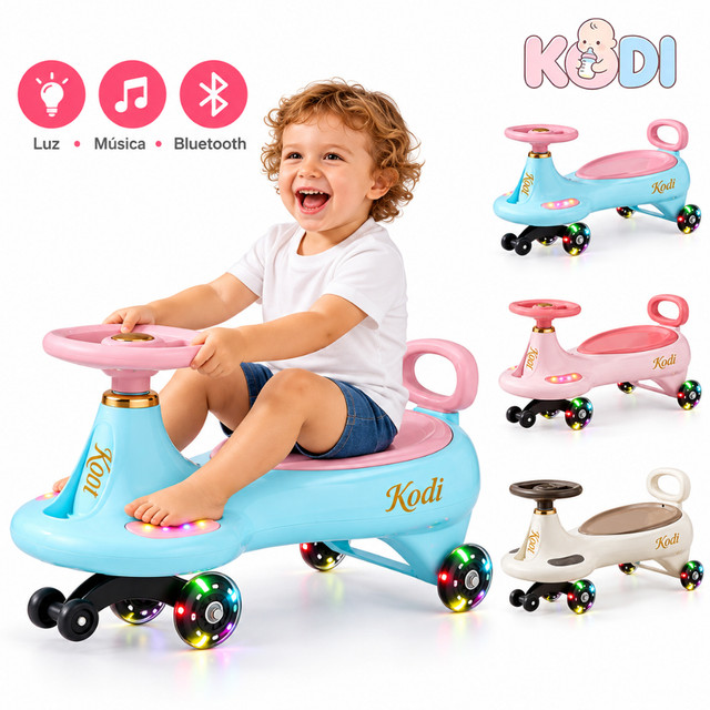 Carrinho de rolimã com Volante Giratório 360° - Rodas Silenciosas com LED - Segura, Anti-Volta 110kg -P23