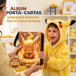 brinquedos de menino Fichário Pokémon TCG 400 Cartas 50 Folhas 4 Bolsos Zíper Porta Cards Álbum Presente Colecionado