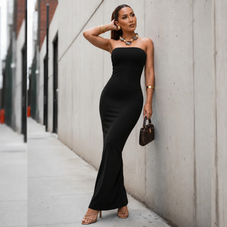 Vestido Longo Colado Tomara que Caia Tubinho Elegante Casual Chique