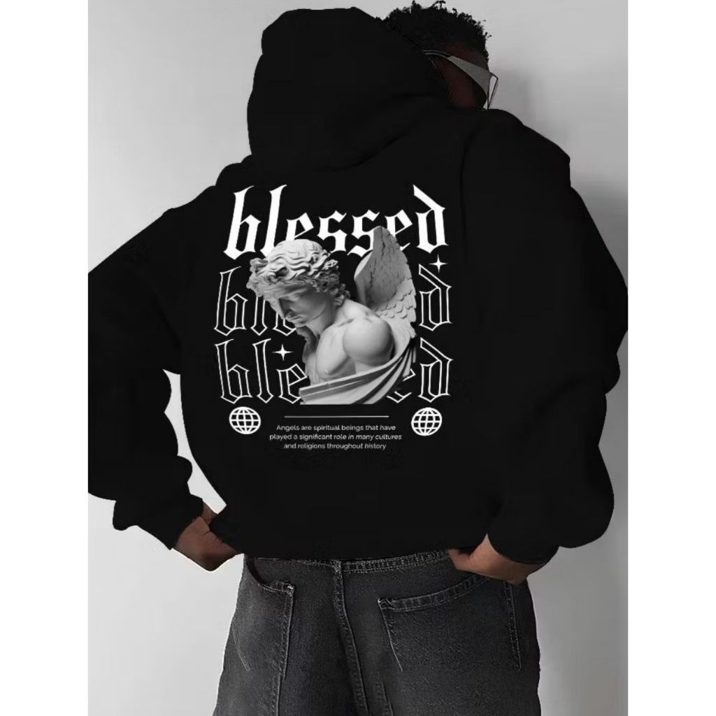 POLAR BEAR Moletom com capuz Canguru Estilo ideal Para O Inverno Confortável Estiloso Estampado Blessed