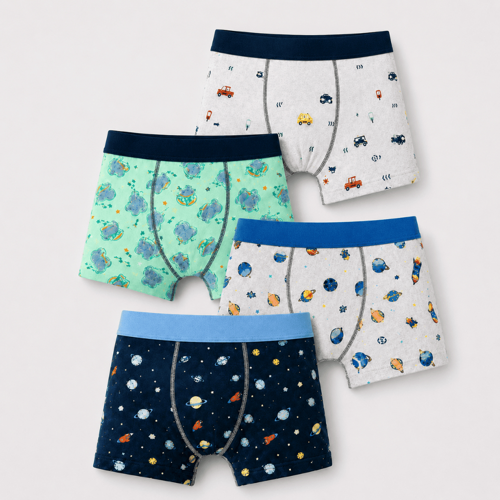 Kit 10 Cuecas Boxer Infantil Meninos 100% Algodão Estampas Diversas Sortidas Confortável