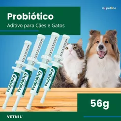 Kit 4 Probiótico Vetnil Suplemento para Cães e Gatos - Seringa 14g
