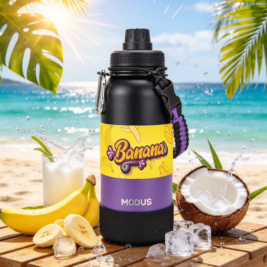 MODUS Garrafa Térmica 950ML Esportiva Aço Inox Isolamento Vácuo Base Borracha Grande Capacidade Quente e Frio