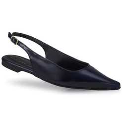 SlingBack Sapatilha Bico Fino com Fivela Verniz Texturizado Confortável Fashion 4130