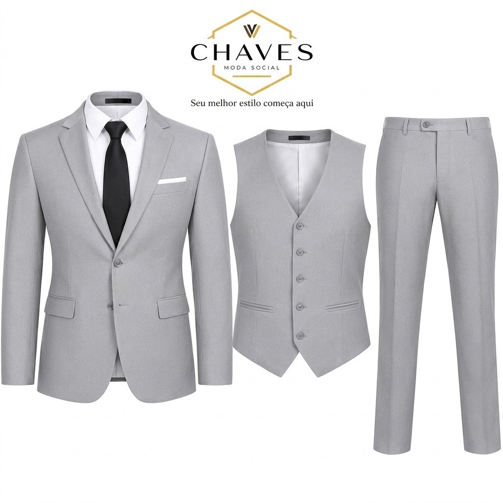 TERNO (CORES) OXFORD PREMIUM LUXO COMPLETO PARA EVENTOS FORMAIS  (PALETÓ + CALÇA + COLETE + GRAVATA ) - OFERTA