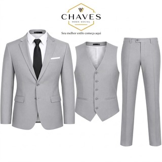 TERNO (CORES) OXFORD PREMIUM LUXO COMPLETO PARA EVENTOS FORMAIS  (PALETÓ + CALÇA + COLETE + GRAVATA ) - OFERTA