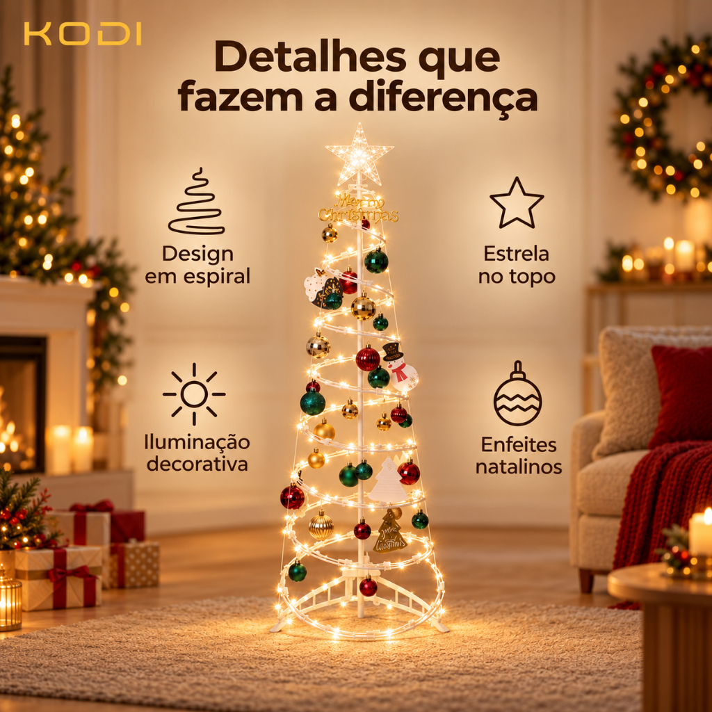 Árvore de Natal Espiral LED 1,8m - Decoração Completa com Iluminação | Preço Imbatível · foto 2