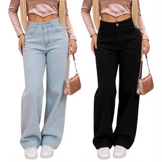 Kit Com 2 Ou 1 Unidade Calça Wide Leg Feminina Calça Balão Feminina Baggy Estilo  Boca Larga Modelo Streetwear Calça Pre