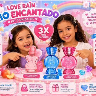 Perfume Infantil Love Rain Ursinho/Balinha 30ml Colônia Infantil e Infanto Juvenil Fragrância Suave Menino e Menina