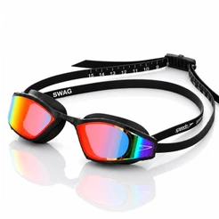 Óculos de Natação Adulto Pergormance Swag Lente Espelhada Speedo - Preto Revo Red