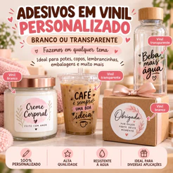 Etiquetas Adesivas Personalizas Vinil Transparente ou Branco | Adesivo Personalizado