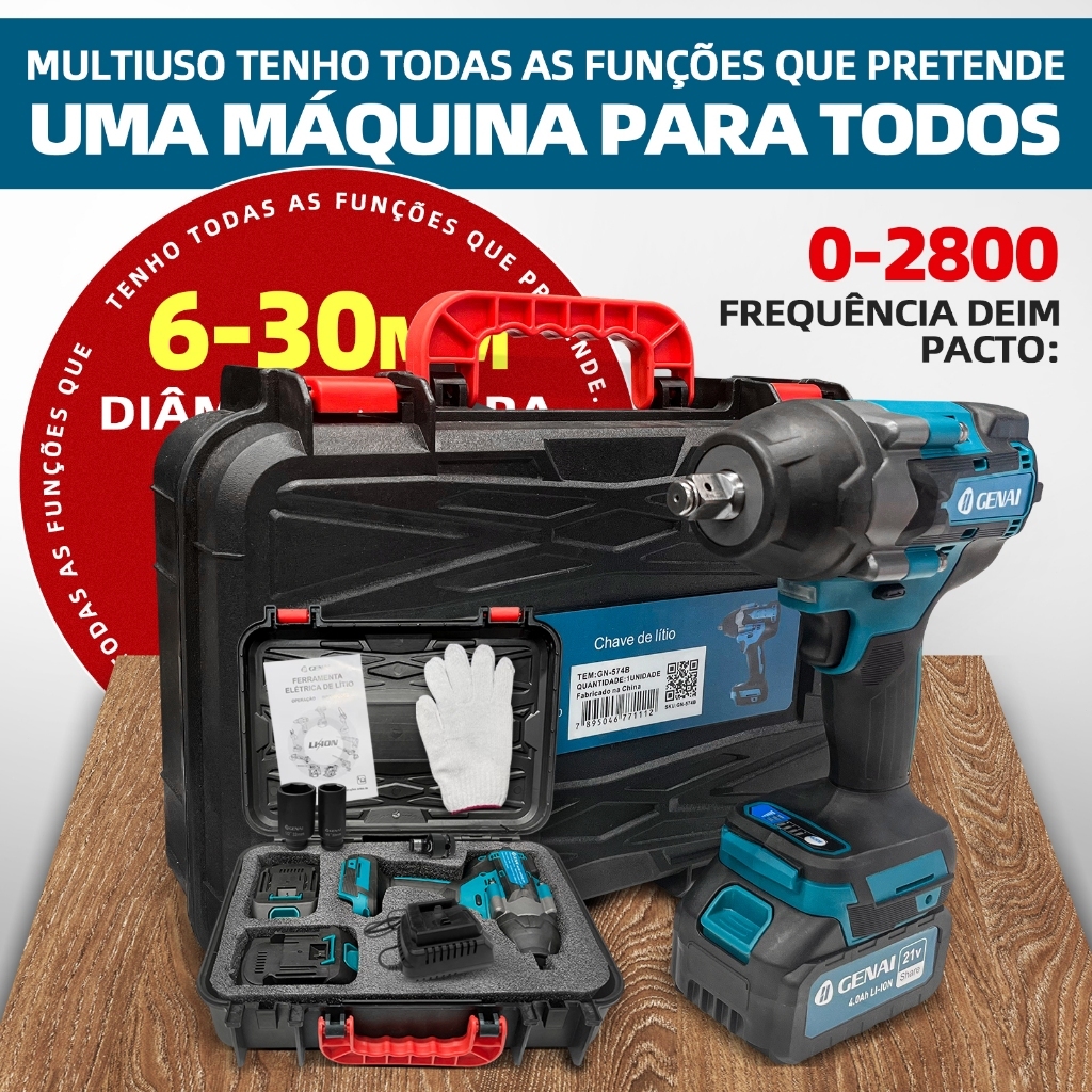 Parafusadeira E Furadeira De Impacto Solta Pneus Camiao 21v Brushless 700N.m + Luvas de protecção + 22,32MM sleeve · foto 2
