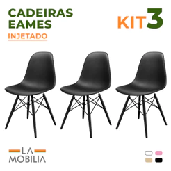 Kit 3 Cadeiras Charles Eames DSW Pés em Polipropileno Escritório e Home
