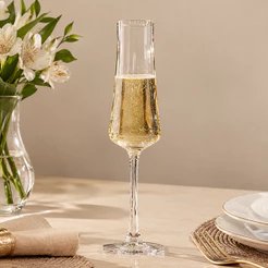 Taça para Champagne Iduna Optic 250ml Cristal Ecológico Lyor Canelada para Espumante Prosecco Brindes Eventos Mesa Posta
