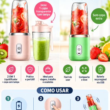 400ML 6 Lâminas Espremedor Elétrico Mini Liquidificador Portátil De Suco De Alimentos Misturador Leite Smoothie