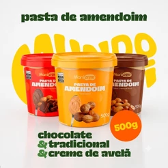 Pasta de Amendoim KIT 01 Tradicional 500G, 01 Chocolate 500G E 01 Creme de Avelã - MANICREM