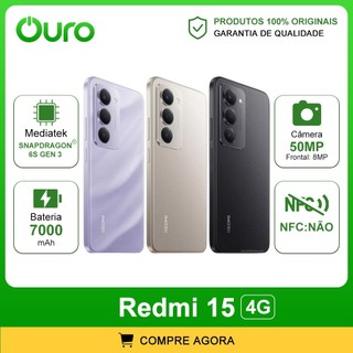 Xiaomi Redmi 15 4G,Versão Global, Bateria 7000mAh, 128/6GB ou 256/8GB Processador Snapdragon 685 , Câmera 50MP
