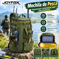 Mochila de Pesca Multifuncional Impermeável Grande Capacidade Bolsa Tática com Suporte para Vara