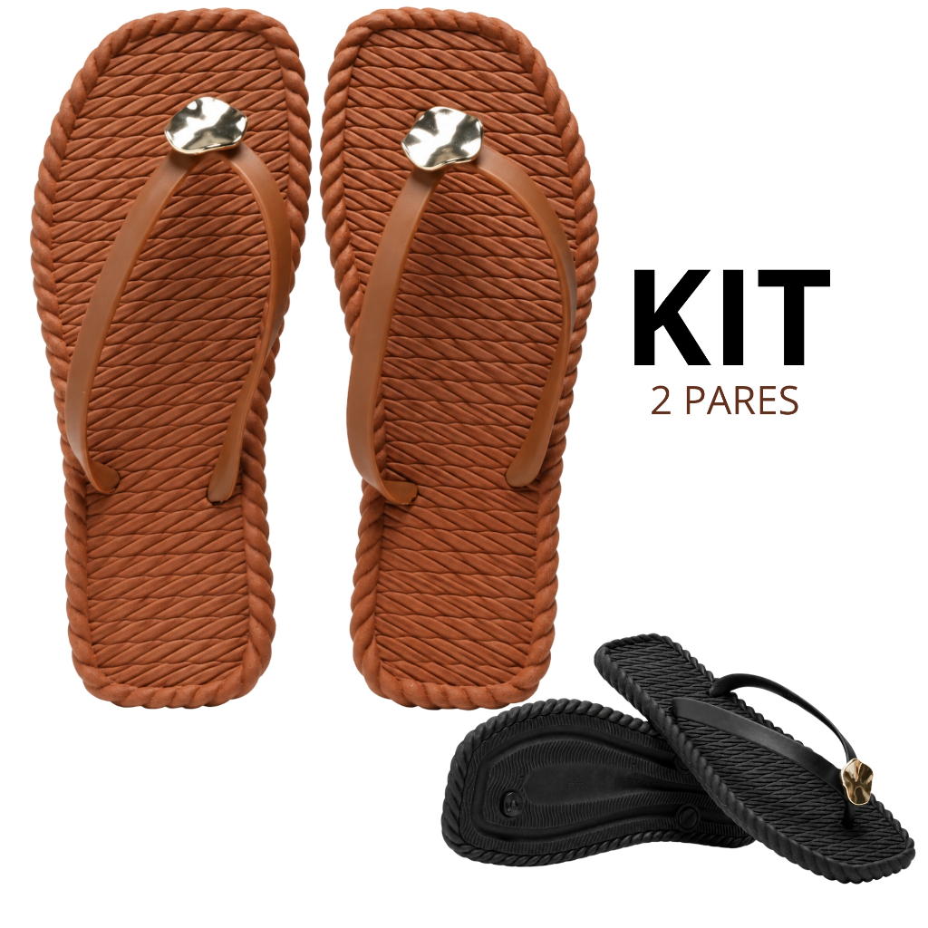 Combo Chinelo Pedraria Feminino Trançado Casual Macio Leve Antiderrapante Confortável