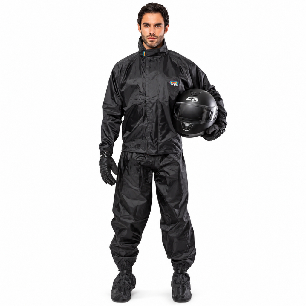 Capa de Chuva Nylon California Race Conjunto Impermeável Motoqueiro Ciclista Forrada À Prova D'Água