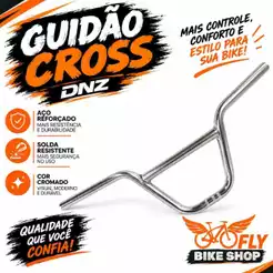 Guidão DNZ Fly Bike Mtb Alto Tipo Cross Bmx 22,2mm Bicicleta aro 20 aro 26 montadinha raio em aço reforçado