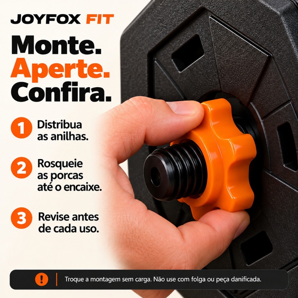 Halteres Kettlebell 6 Em 1 Octágono Barbell Regulável Até 20kg Joyfox Fitness Cor Laranja · foto 2