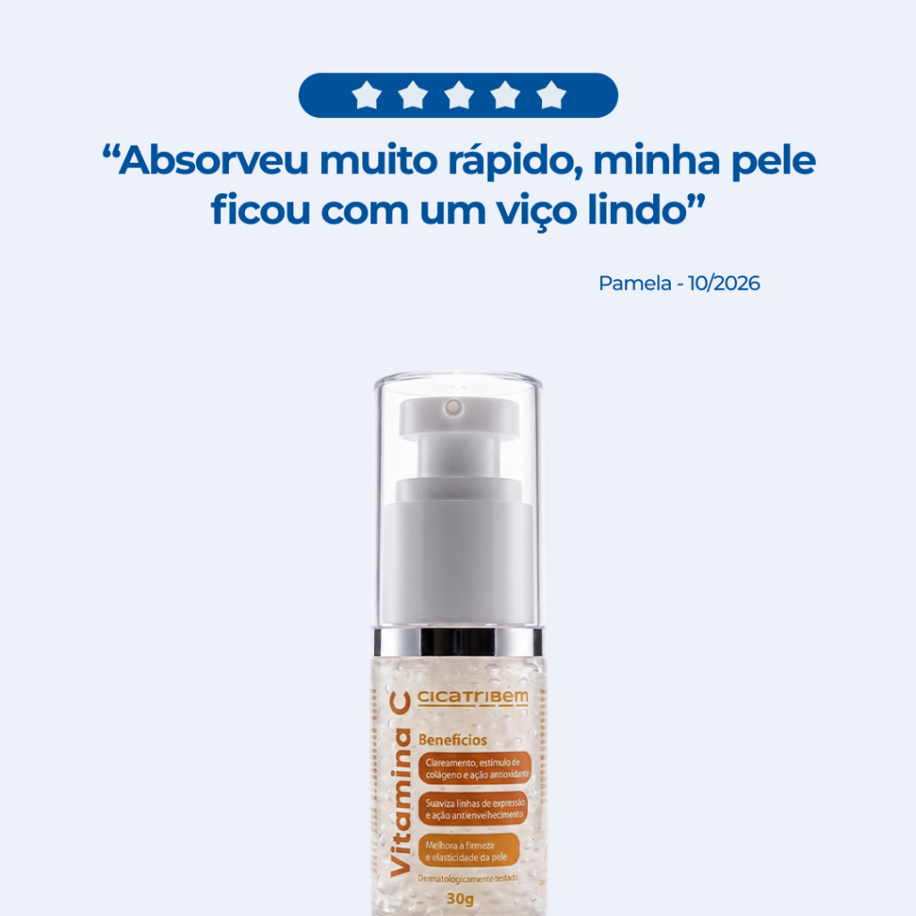 Sérum Facial Pérolas de Vitamina C Cicatribem 30g Nanoencapsulado Iluminador Antioxidante Uniformiza Tom Revitaliza Pele — imagem 2 de 2