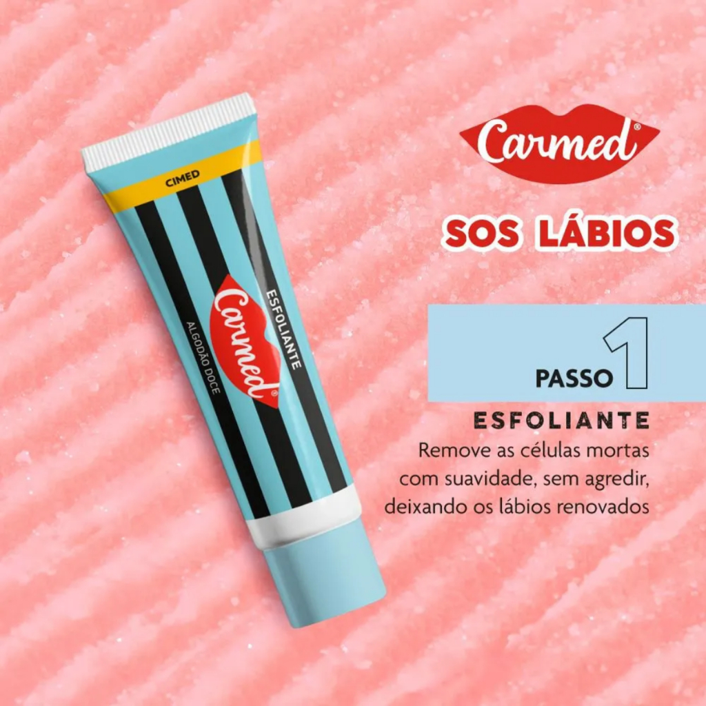 KIT CARMED SOS LÁBIOS ESFOLIANTE LABIAL + HIDRATANTE ULTRA GLOSS ALGODÃO DOCE — imagem 2 de 2