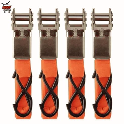 Jogo 4 Cintas Para Carga Com Catraca ACI-425 4,5M x 25mm Suporta 120kg Amarração Transporte Seguro