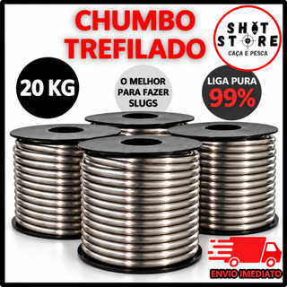 Chumbo Trefilado (20 KG) LIGA PURA PREMIUM 99% - Fio de Chumbo para fazer SLUG