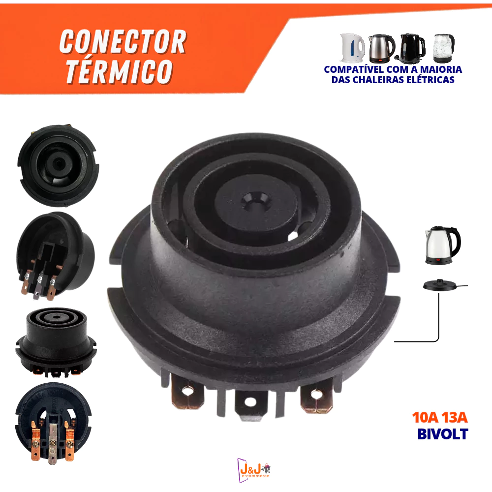 Conector Borneira termostato Chaleira Elétrica Bivolt Peça Reposição Nova Compatível Vários modelos