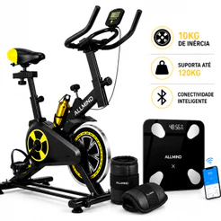 Bicicleta de Exercício Ergométrica 120kg Branca e Cinza com Resistência Regulável