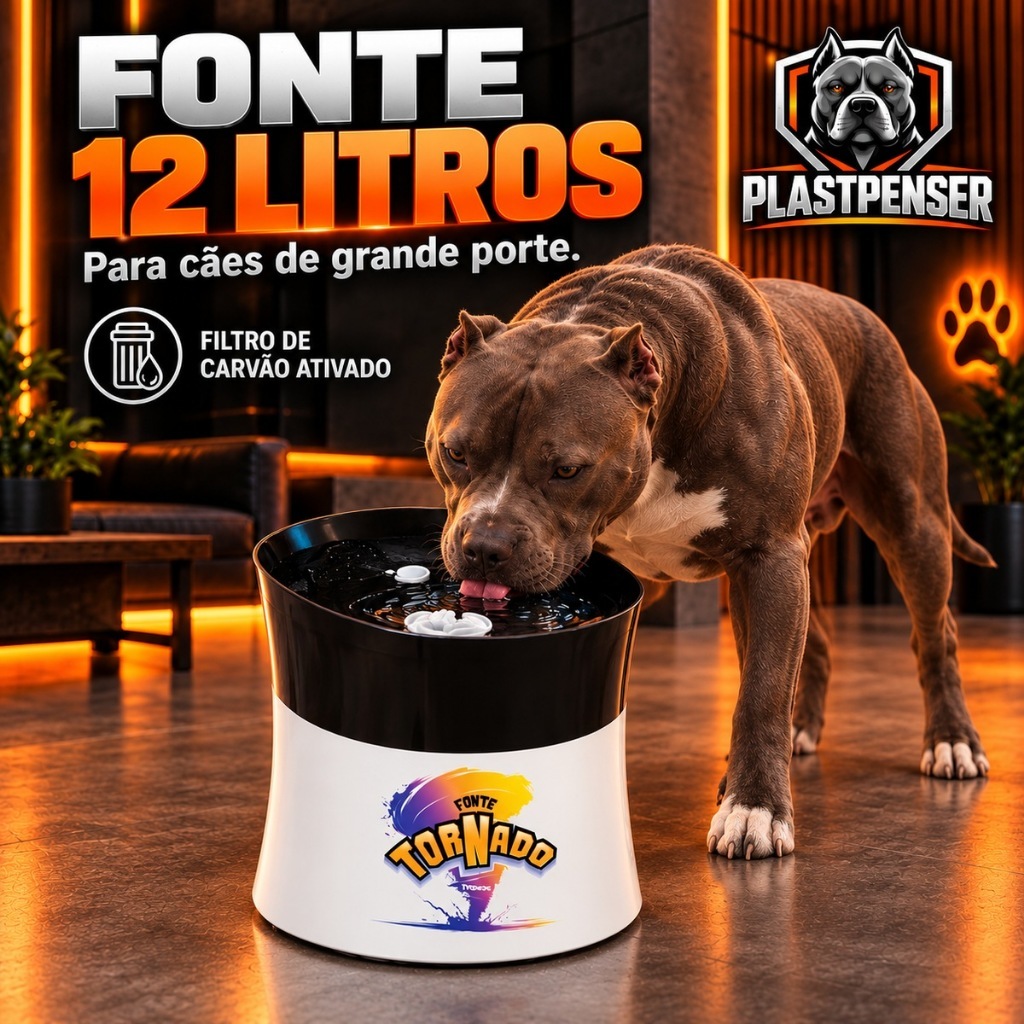Bebedouro Automatico Grande Purificador Fonte Tornado Cão e Gato 12L