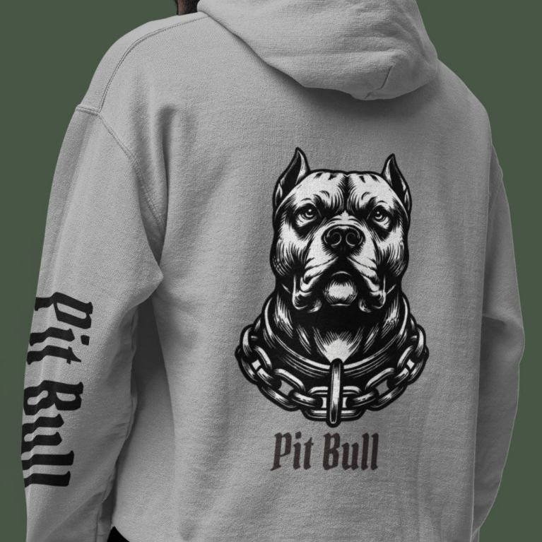 Blusa de Frio com Capuz e Bolso Masculino Pit Bull Streetwear Moletom Algodão Confortável Adulto e Infantil — imagem 2 de 2
