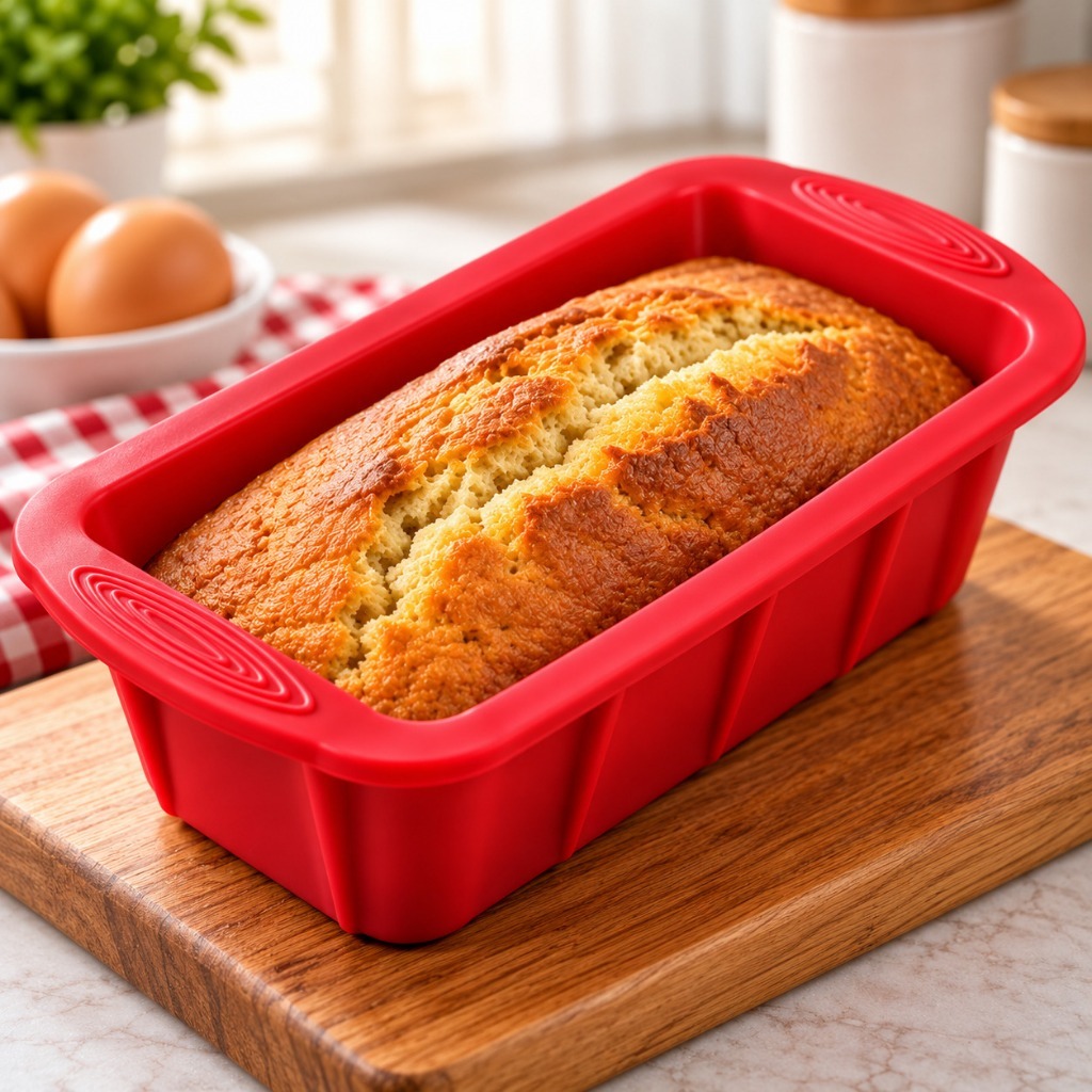 Forma de Silicone Retangular para Bolo Pão Torta Air Fryer Micro-ondas Antiaderente 25x12 cm