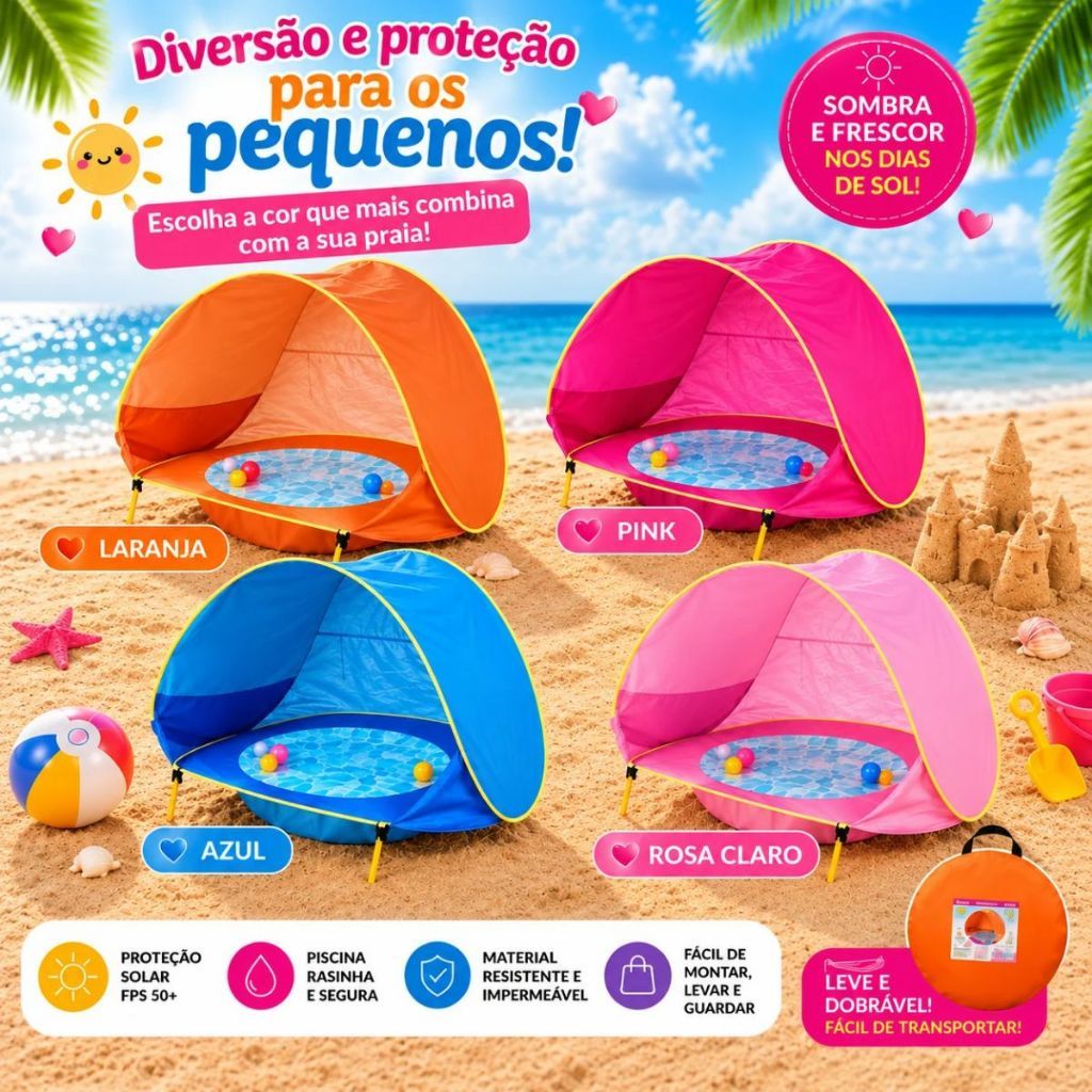 682 - Barraca De Praia De Brinquedos Para Bebês Com Piscina Portátil