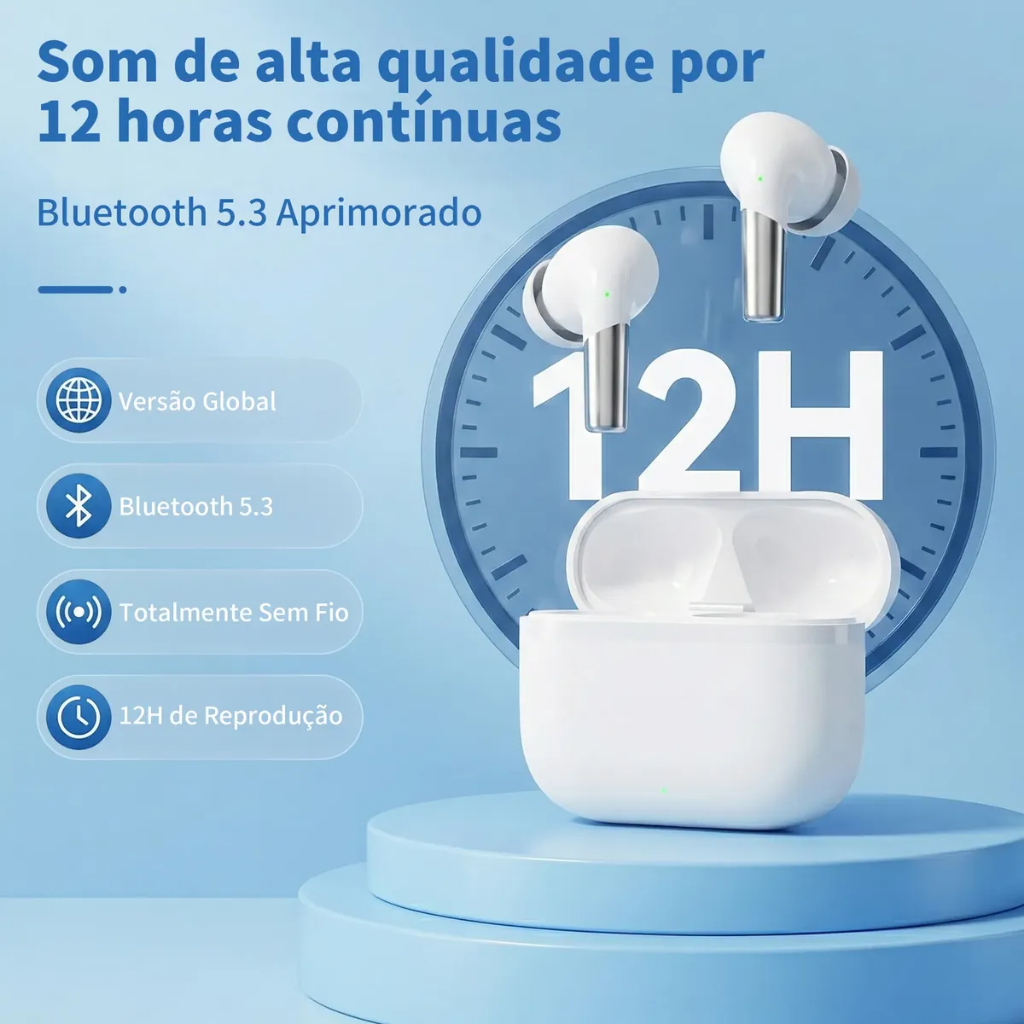 Fone de Ouvido Sem Fio E36 TWS Bluetooth 5.3 Cancelamento de Ruído 4h Bateria Microfone Chamadas PARA iPhone e Samsung