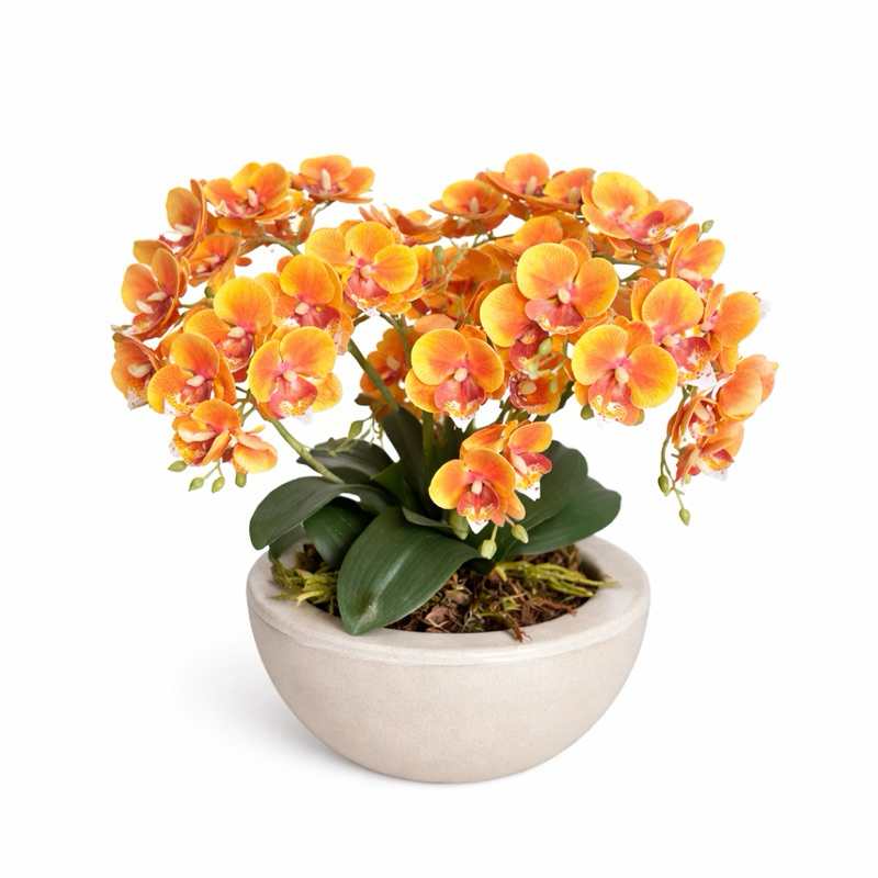 Arranjo Orquídea Silicone Toque Real 3D Vaso Decorativo Montado Centro de Mesa Flor Artificial Lilas em Oferta na Shopee